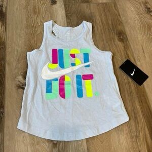 Nike Kids' White Tank Top with Colorful Graphic